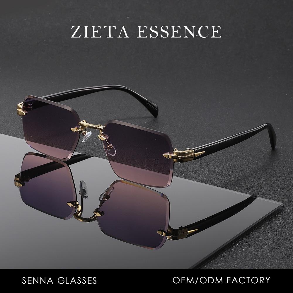 Trendy Gold Frameless Sunglasses for Men and Women – European and American Style Cut Edge