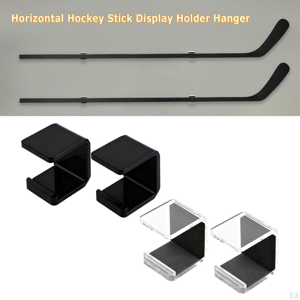 2 Pieces Hockey Sticks Wall Mount Ice Rack Puck Display Holder Bracket
