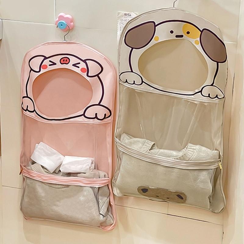 Organizzatori da appendere con apertura extra larga, design a cartone animato, resistenti all'acqua, borsa da parete salvaspazio per la casa, cucine, bagni