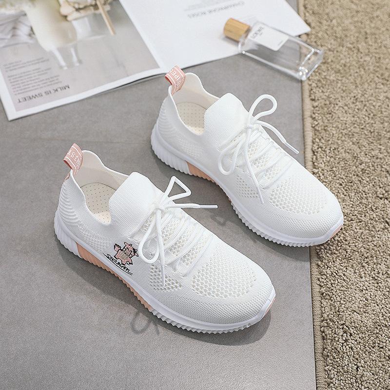 Spring and Summer New Fashion Women's Shoes Breathable Running Women's Shoes Mesh Sports Shoes Spring All-match Casual Net Shoes White Shoes