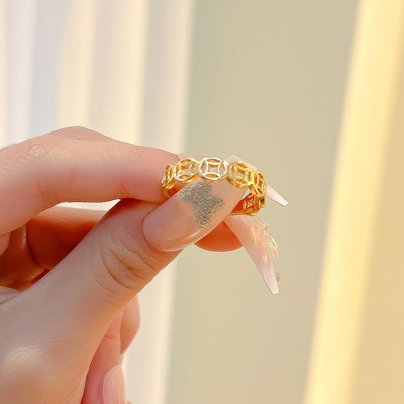 Retro Court-Style Open Coin Ring: Fashionable, Versatile, Niche Design, Simple, and Non-Fading.