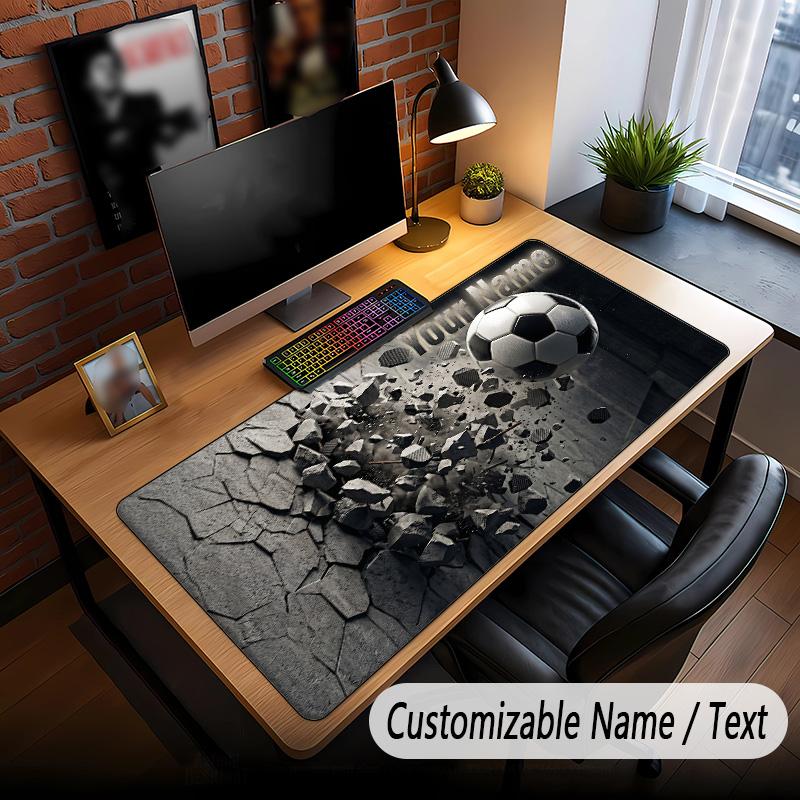 Soccer Theme Custom Mouse Pad Personalized With Name Text Customized Desk Mat For Office Home Decor