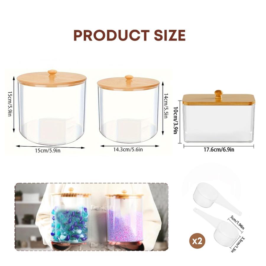 Laundry Powder Container Storage Box Dryer Sheet Holder, Large Plastic Laundry Room Organization and Storage Jars with Lids