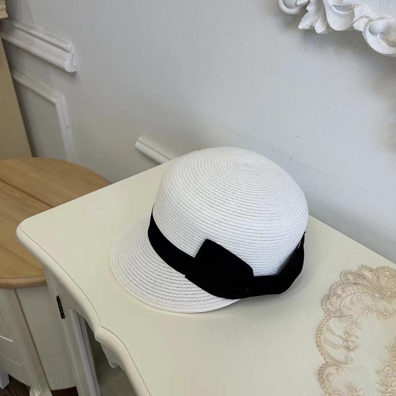 Bowknot Straw Hat Dome Grass Woven Duckbill Hat Bucket Hat Sun Protection Visor Cap for Women Spring Summer Outdoor Travel Cap