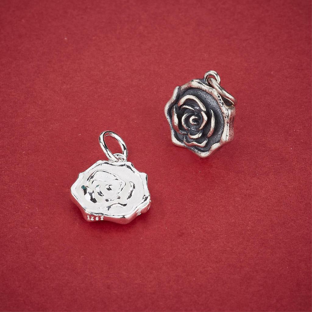 Sterling Silver Rose Flower Pendant & Charm for DIY Bracelets/Necklaces