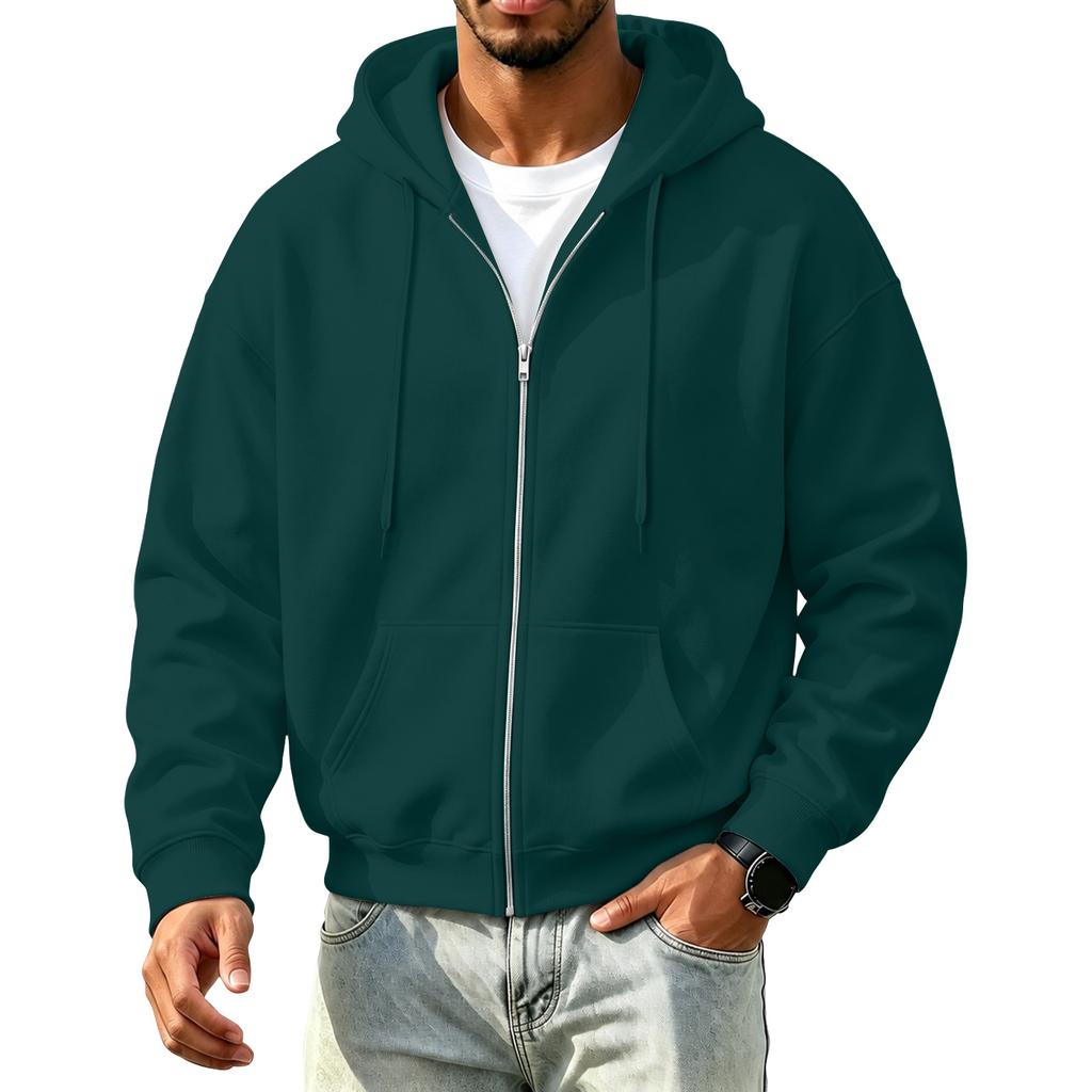 Men's Color Zip Up Hooded Sweatshirt for Winter
