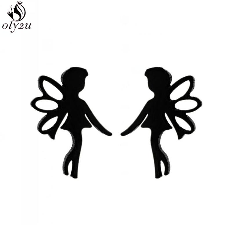 Funny Stainless Steel Gingerbread Man Earring Cartoon Ghost Ear Jewelry Girls Delicate Mermaid Fairy Earrings Gifts Accessories