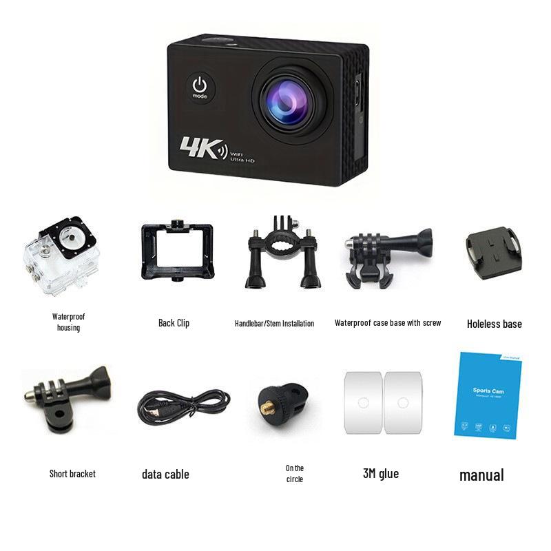 4K Sports Action Camera with Anti-Shake, Touchscreen, Wireless Connectivity, for Cycling & Fishing