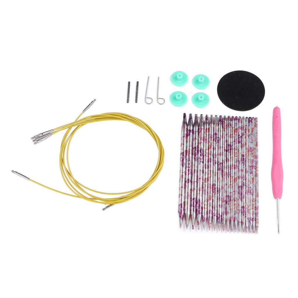 Circular Knitting Needles Set Ergonomic Crochet Hook Button Knitting Tool with Storage Bag for Home