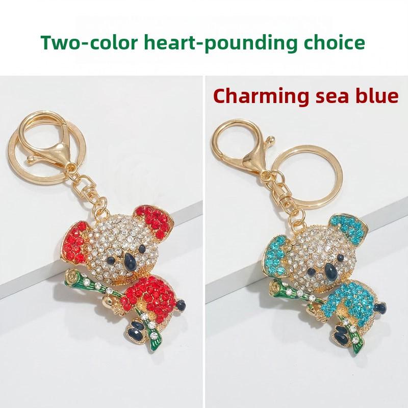 Chinese Style Bear-shaped Car Keychain, Women's Bag Hanger, Metal Keychain Ring