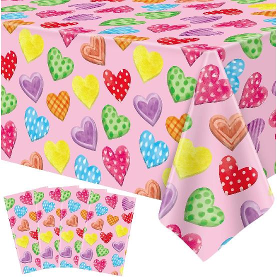 4 Pack Wedding Day Tablecloth Love Heart Red Table Cloth Red Table Covers Wedding Anniversary Waterproof Tablecloth for Confession Valentines Day