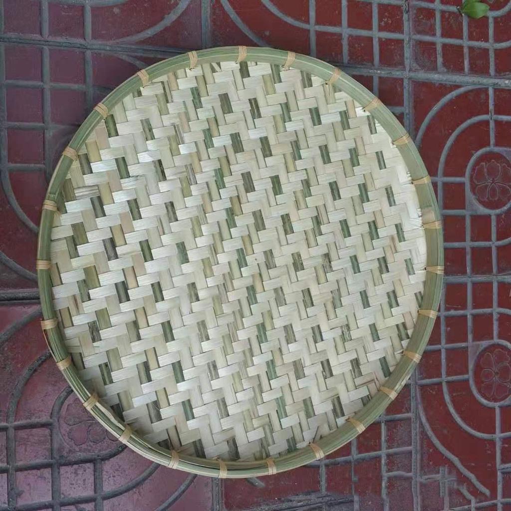 Cesta de Bambú Verde de Primera Capa para Cernir: Redondo, Duradero y Espeso para el Secado de Verduras Doméstico y Comercial.