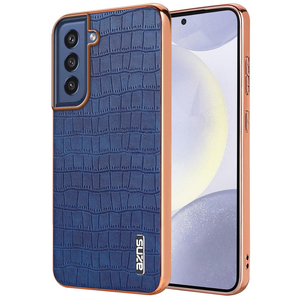 AZNS For Samsung Galaxy S21 FE 5G Case Crocodile Texture Electroplating Leather Back Phone Cover