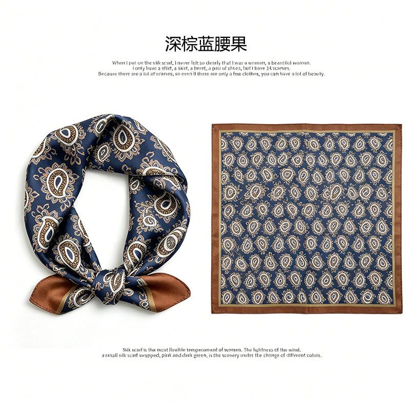 [111 mulberry silk] Korean version of classic cashew nut flower bag headscarf, small square scarf, shirt, suit, thin silk silk scarf