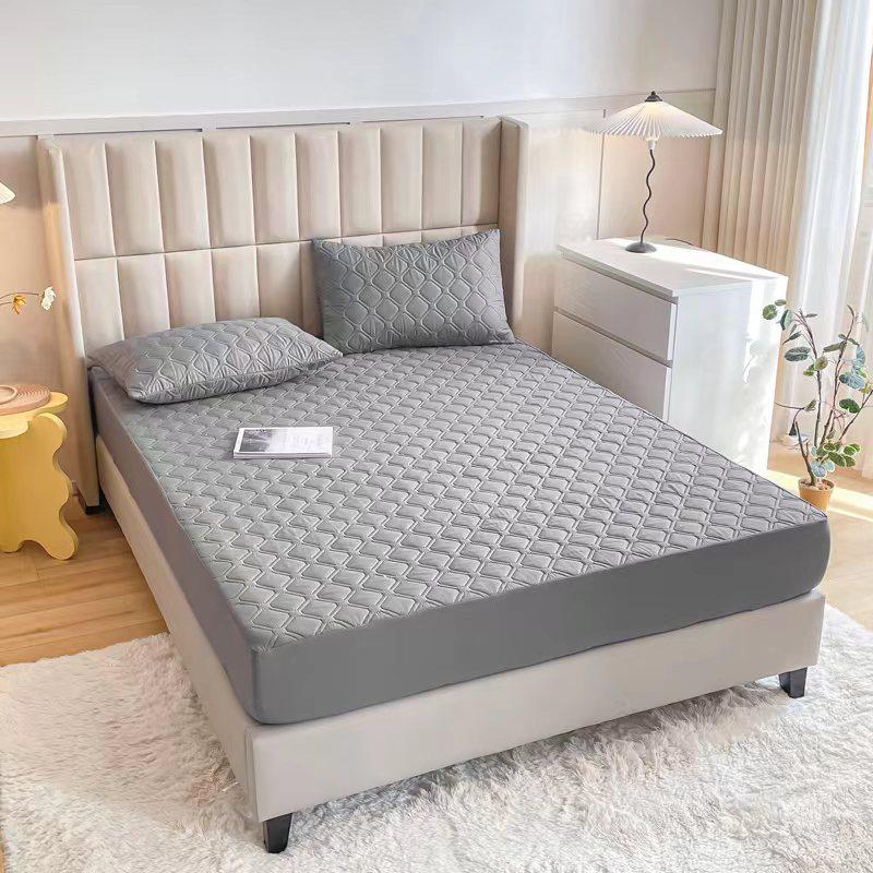 Solid Color Quilted Waterproof Bed Sheet - Thick Brushed Simmons Protective Cover for Home Use