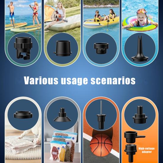 Electric Air Pump with LED Light 20PSI Portable 3000mAh USB Rechargeable Inflatables Swimming Ring Pool Float Air Mattress Bed Mini Inflator Pump