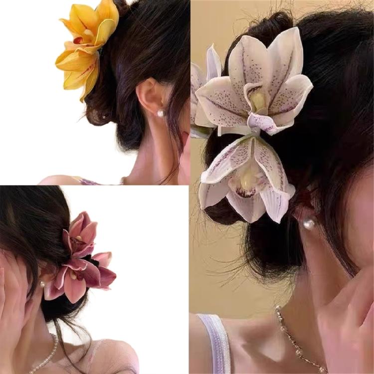 Beautiful Simulation Orchids Flower Claw Clip for Women Enhances with Life Like Flower Designs for Music Festival