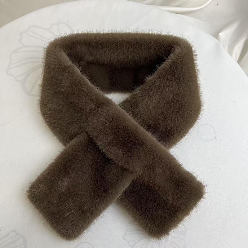 

Осінньо-зимовий шарф зі штучного хутра норки, хутряний плюшевий шарф зі штучного хутра, однотонний універсальний двосторонній хутряний комір