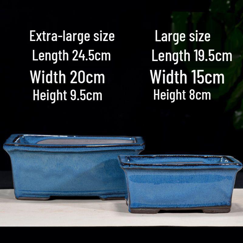 Extra-Large Breathable Purple Clay Square Bonsai Pot for Succulents and Green Plants