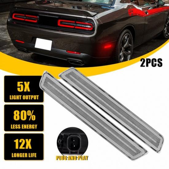 Red LED Fender Side Marker Light Kit Clear Lens For 2015- Dodge Challenger