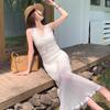 JK&JS Elegant French Style V-Neck Knitted Maxi Dress