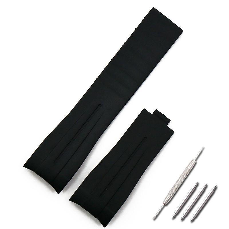 Schwarz/Grünes Kautschukarmband für Rolex Submariner, Daytona, Yacht-Master, GMT, Explorer - Herren 20mm/21mm