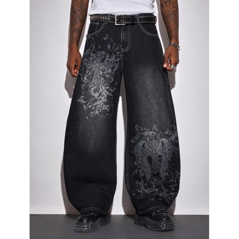 2026 Vintage Print Wide Leg High