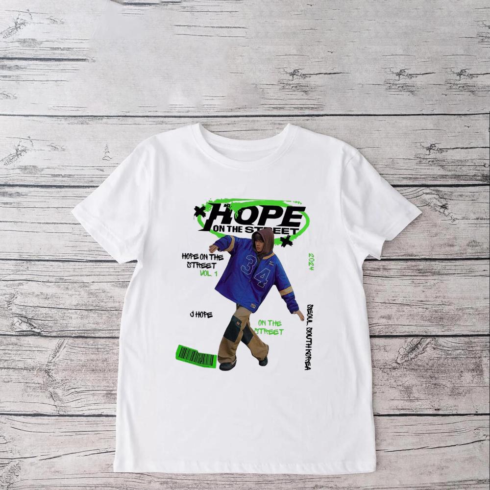 Hope On The Street Shirt Kpop J-Hope Summer Shirt Jhope New Album T-Shirt Jung Hoseok Short Sleeve Kpop Army Tee Kpop Fan Gift