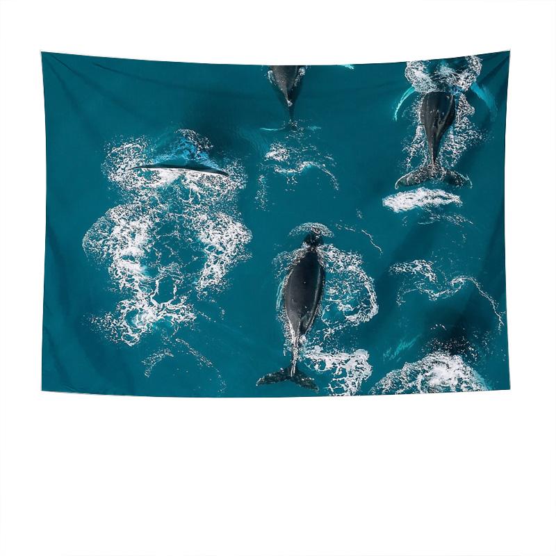 Ocean Whale Tapestry Wall Hanging Nature Sea Life Decor Room Aesthetic Beach Vibe Dorm Wall Art Gift Coastal Home Decor