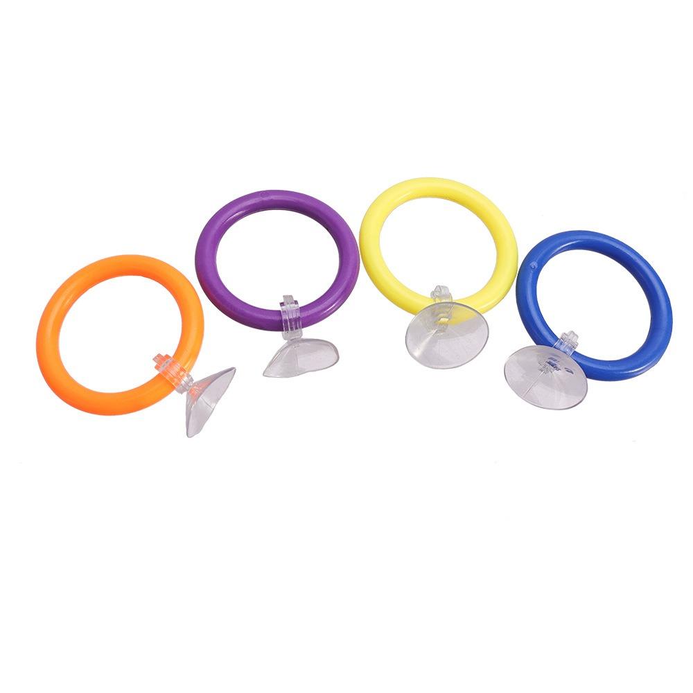 4PCS/SET Suction Cup Fish Training Ring Waterproof Colorful Fish Teasing Fish Tail Betta Training Circle Interactive Play