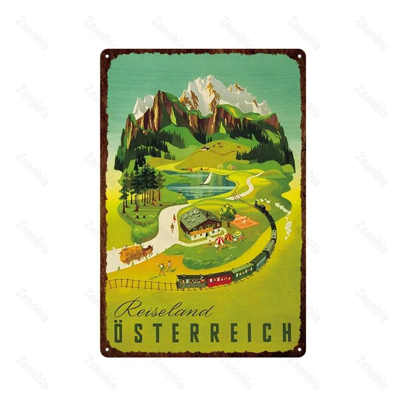 Paris Roma England City Metal Sign Vintage Metal Plaque Travel Tin Poster Scenic Decor for Bar Home Wall Decor Landscape Plat