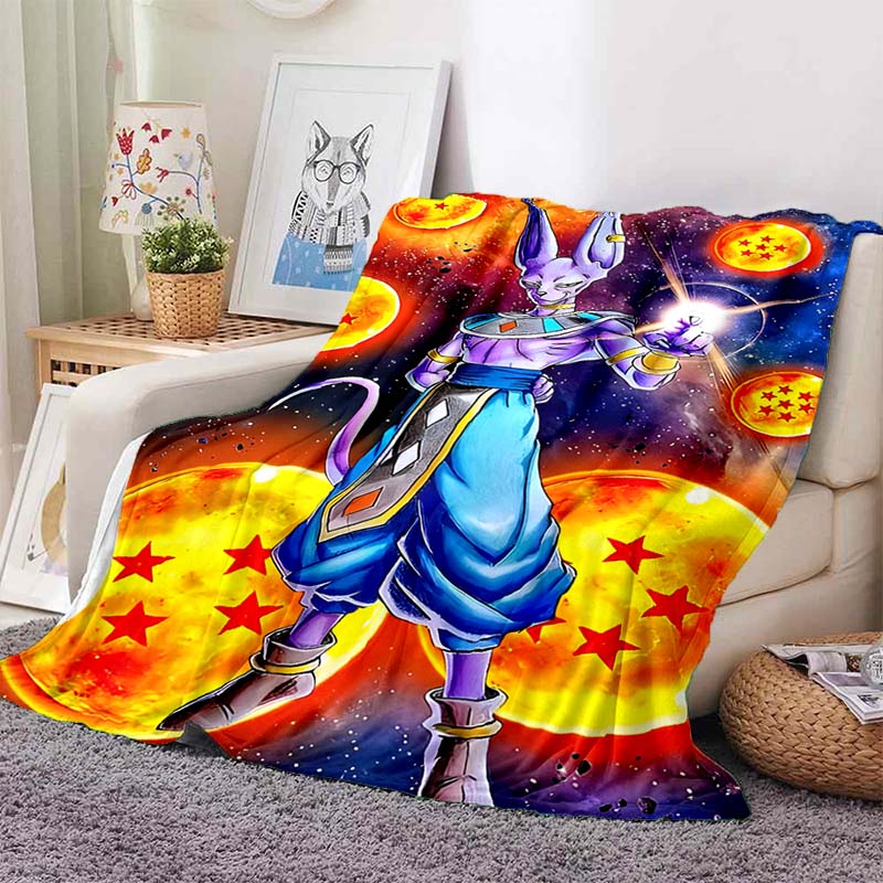 Dragon Ball Anime Print Blanket, Warm and Comfortable Flannel Blanket, Suitable for Bedrooms, Sofas, Beds, Chairs, Picnics, and