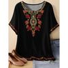 2026 Trend Summer Ethnic Graphic Print T-Shirt Round Neck Comfortable Short Sleeve Tshirt Oversized Tees Tops Women's Clothing