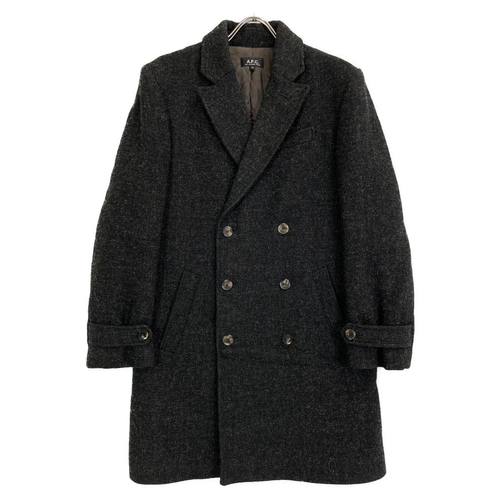 A.P.C. Charcoal Harris Tweet Double Coat coat XS grayUsed