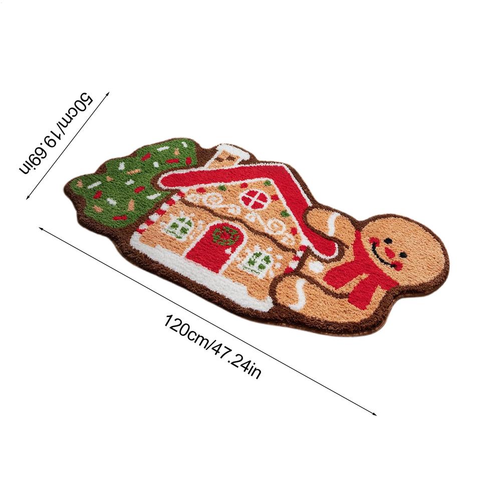 Christmas Bath Mat Snowman Rug Non-slip Cute Cartoon Tree Snowman Design Soft Floor Pad For Toilet Area Shower Bathtub House
