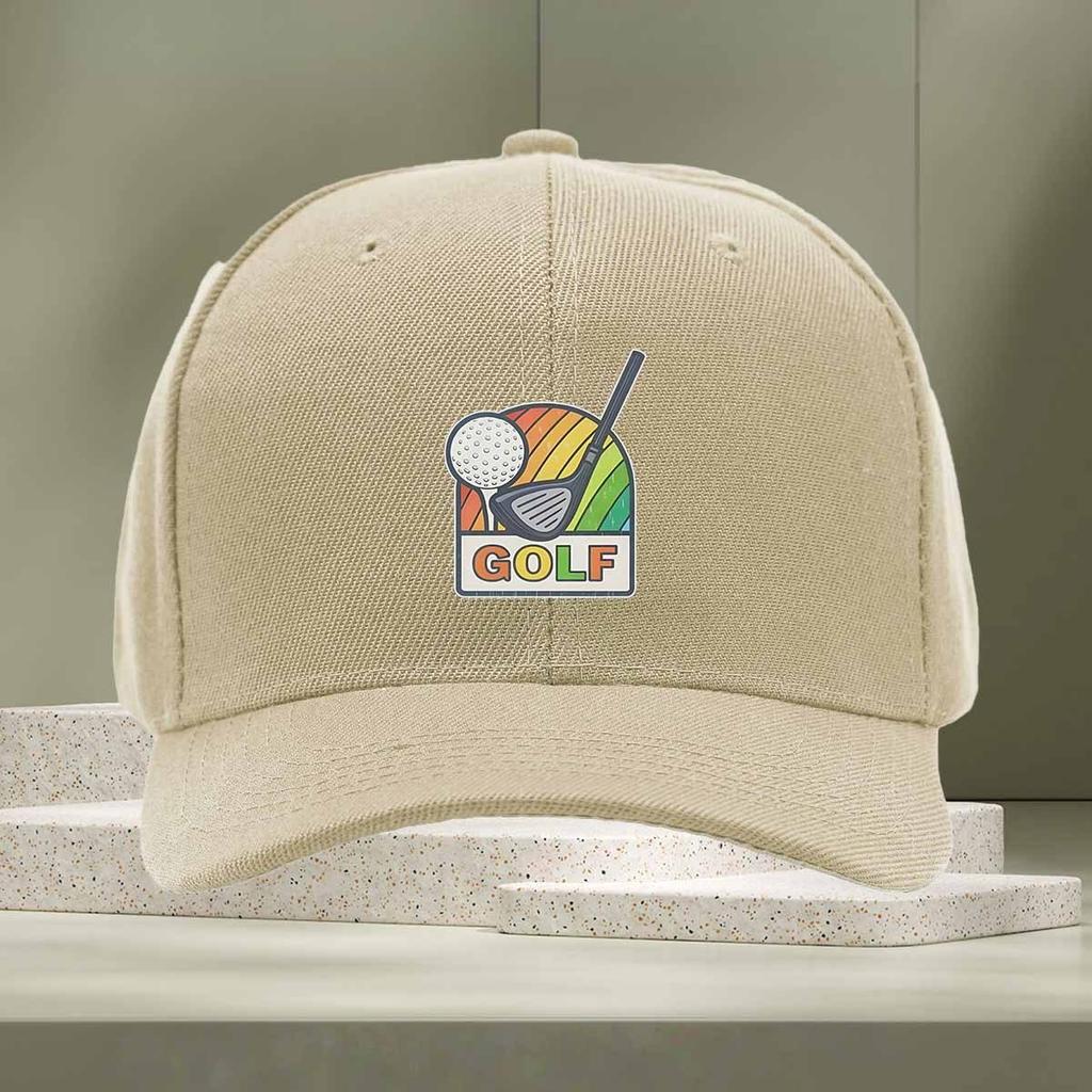 Colorful Rainbow Golf Graphic Baseball Cap Adjustable PolyCotton Casual Sport Hat for Adults