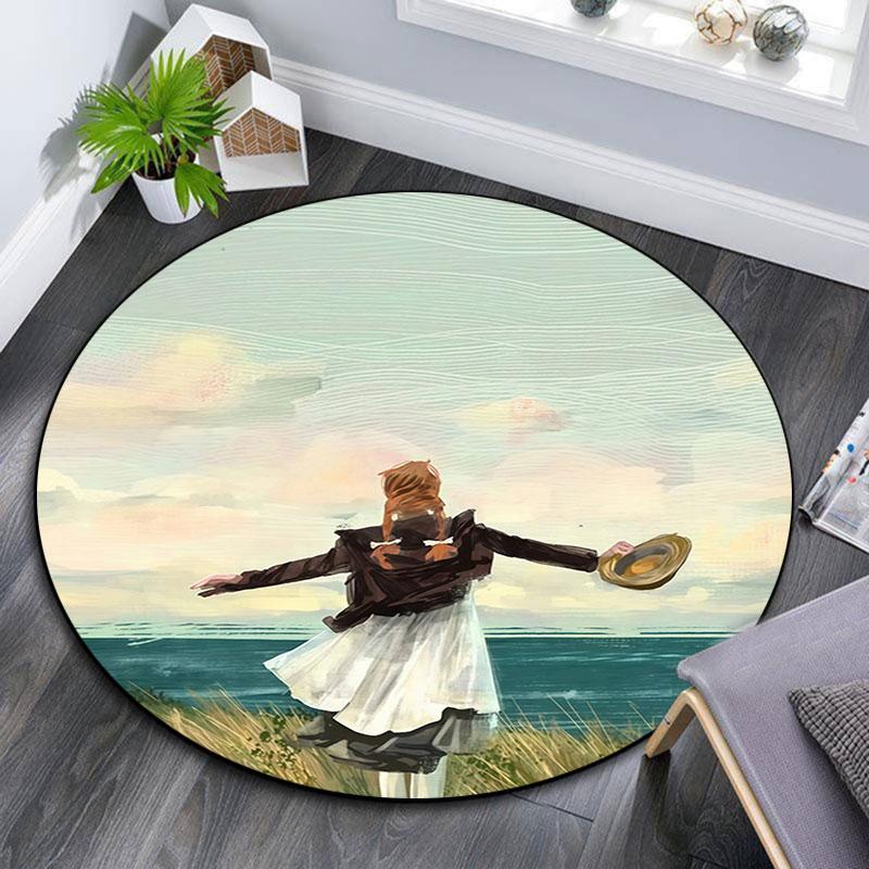 Anne Cartoon Pattern Round rug,Carpet Rug for Living Room Bedroom Playroom ,Non-slip Floor Mat,Holiday Gifts and Birthday Gifts.