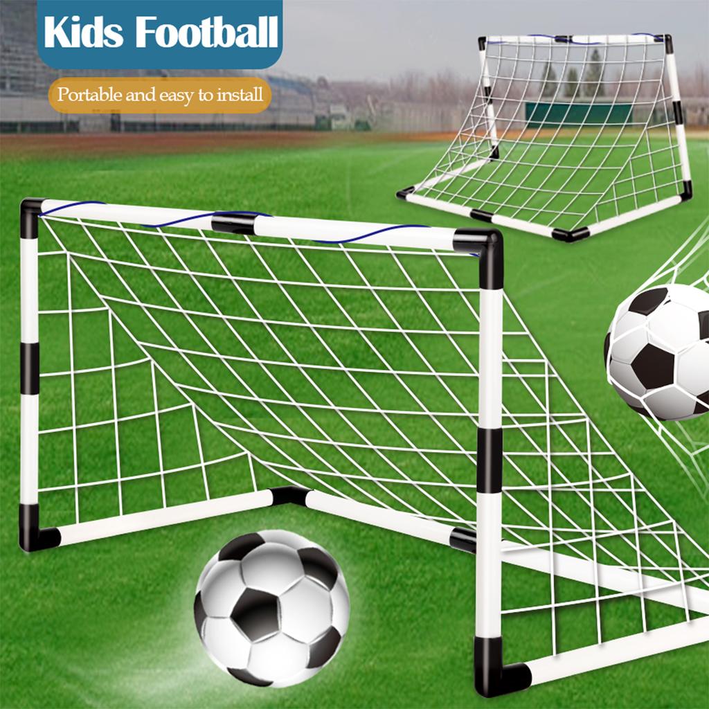 Football Sports Toys Game, Children's Foldable Football Goal with Pump and Ball Outdoor Lawn Soccer Training Gifts for Kids