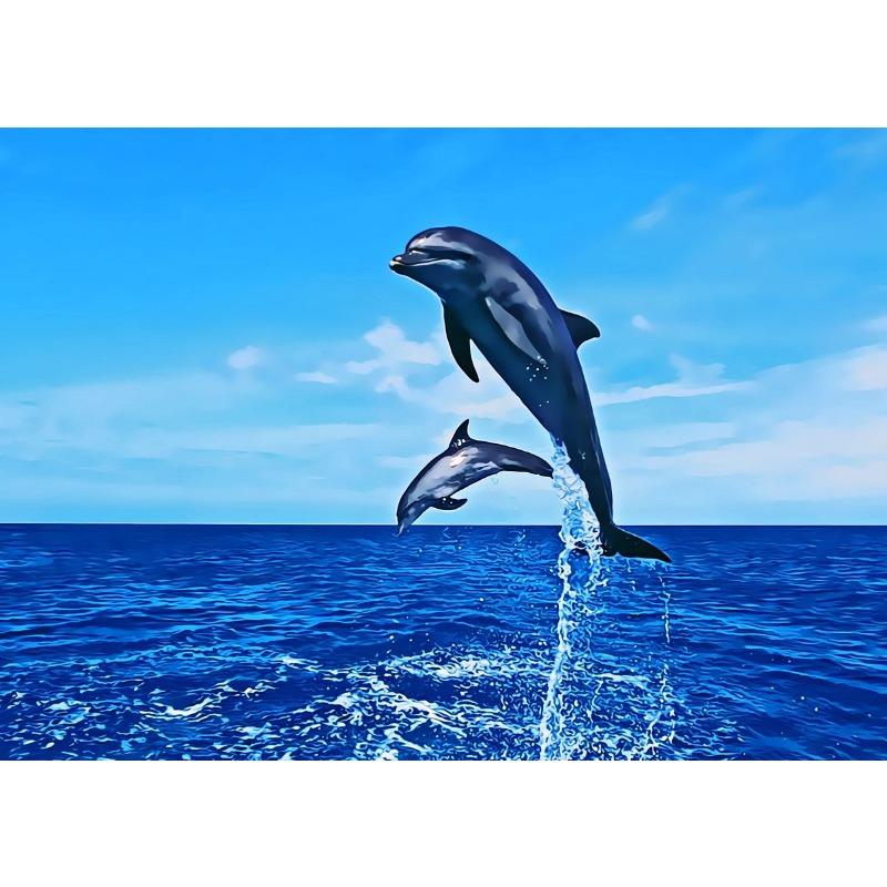 Leaping Dolphins Wall Pictures Canvas Painting Wall Art Natural Sea Life Posters and Prints for Living Room Home Decor Mural