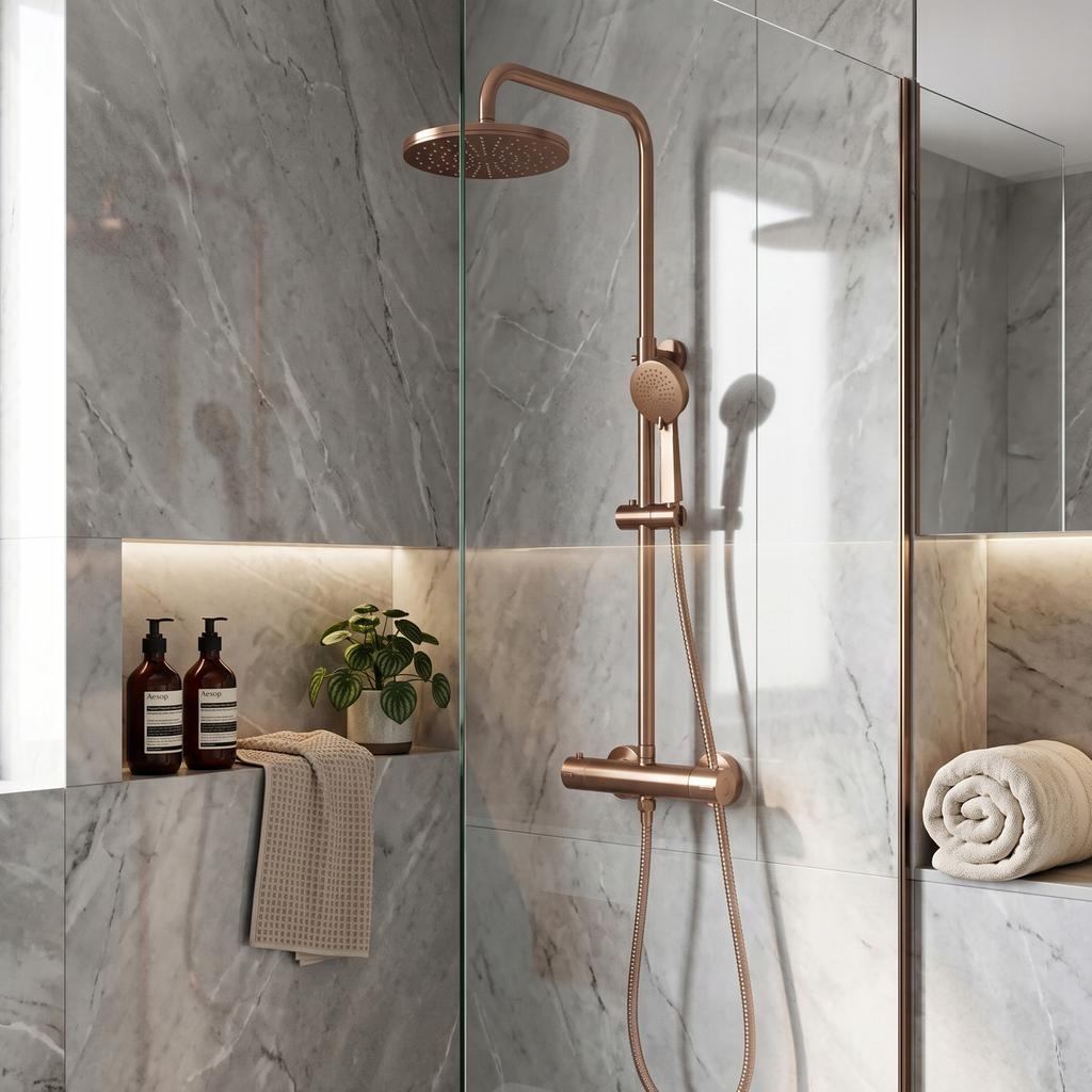Rea Parot Brushed Copper Surface-Mounted Shower Set