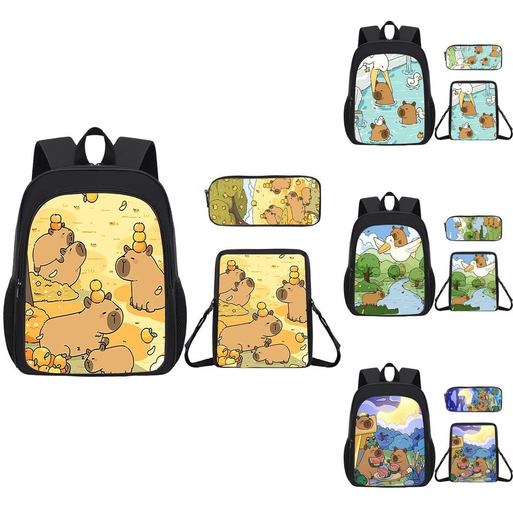 Capybara Kids Backpack And Pen Case With Lightweight Design For School And Day Trips