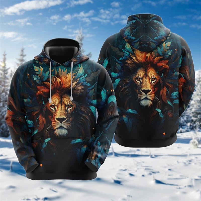 Cross Lion 3D Printed Hoodies For Men Clothing Harajuku Fashion Animal Graphic Sweatshirts Casual Boy Tracksuit Women Gift Tops