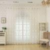 Perdele Transparente Brodate, Poliester, Țesătură Semi-Transparentă, Neforate, Top cu Capse, Lavabile la Mașină pentru Dormitor, Living, Balcon, Birou