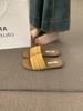 Ethnic style woven word with flat bottom slippers women's summer wear 2025 new bohemian casual beach sandals
