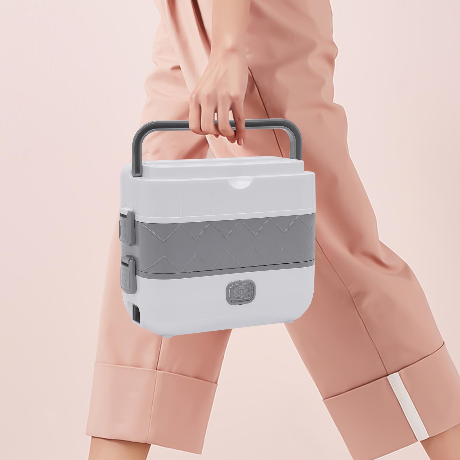 2L Portable Electric Self Cooking Heating Bento Lunch Box Multifunctional Food Steamer,110V,Stainless Steel US белый