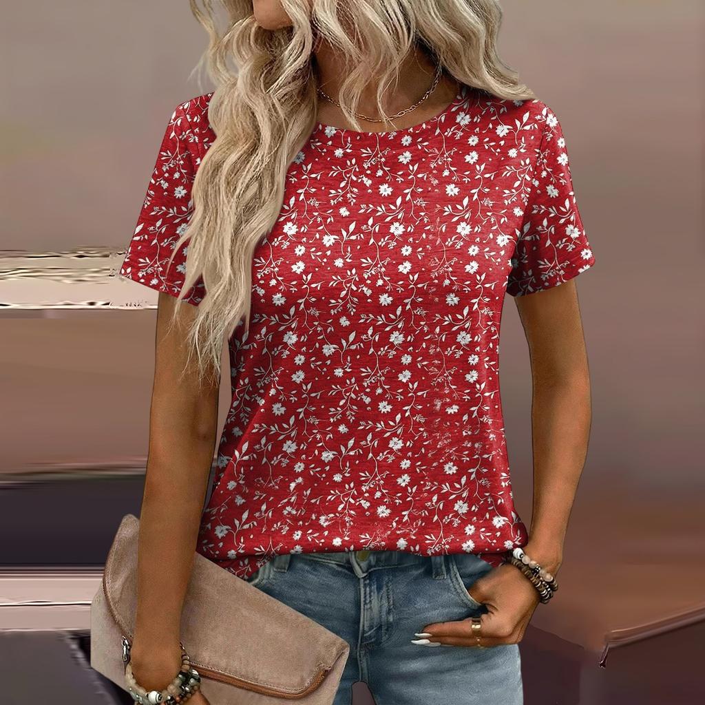 Damen Mode Lässiges Bedrucktes T-Shirt mit Lockerer Passform