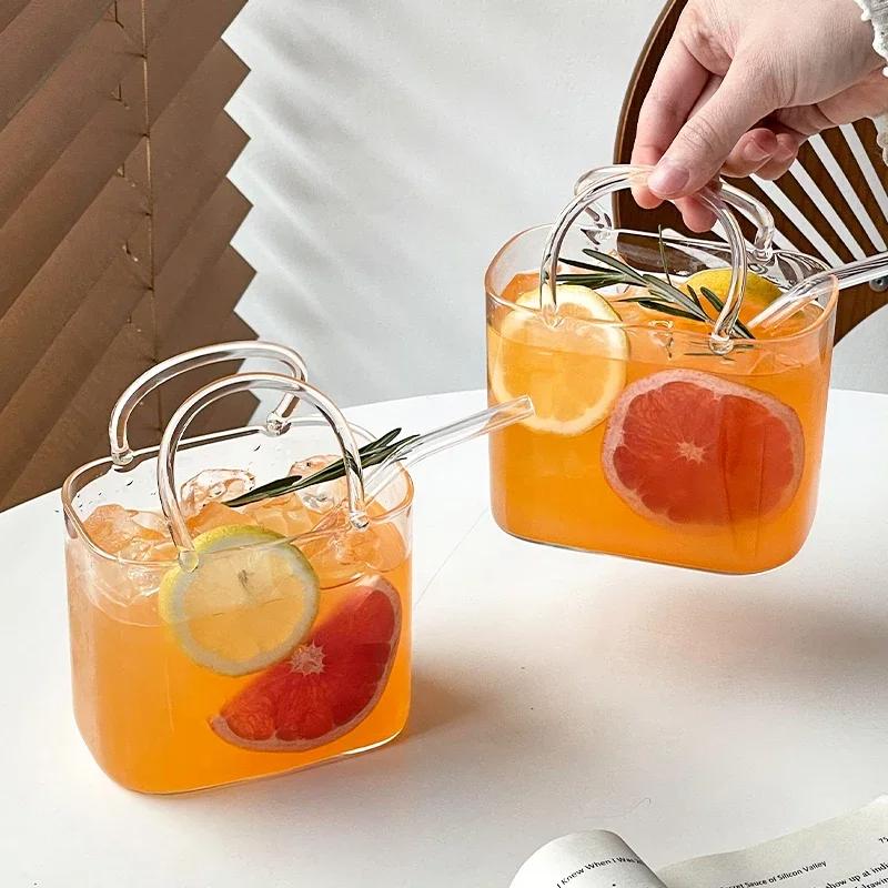 Taza de Vidrio para Bebidas de Bolso de 770 ml Copa de Cóctel Copas de Vino con Pajita Taza Creativa de Té de Frutas y Jugo para el Hogar Vajilla Especial