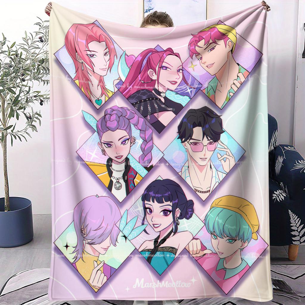 K-Pop Demon Hunters Huntrix Saja Boys Flannel Blanket Super Warm Comfortable Plush Throw Blanket Child Home Decor Fan Gifts