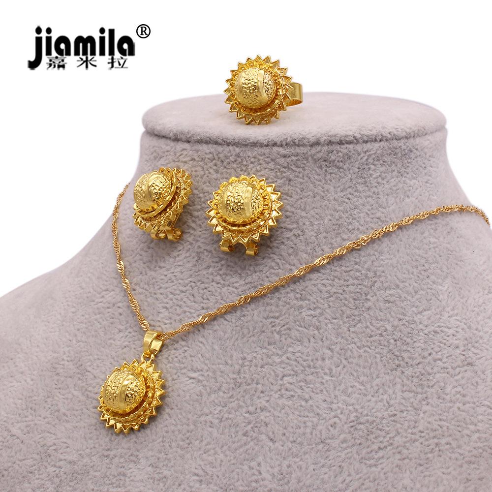 

Роскошный свадебный комплект ювелирных изделий Camilla Dubai, женское свадебное ожерелье, серьги, кольцо, комплект из трех предметов