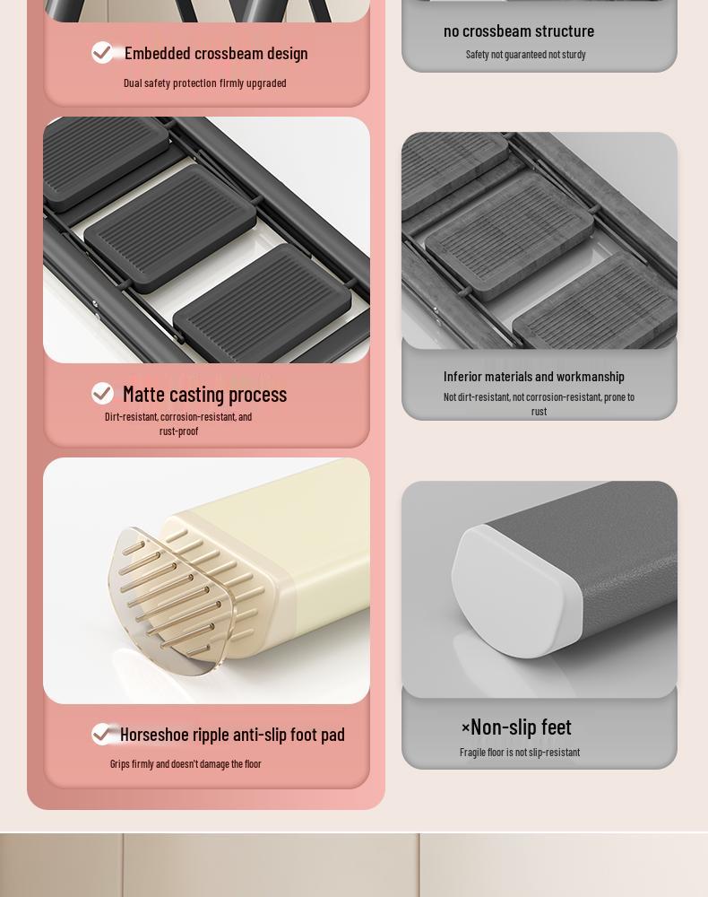 Multifunctional Folding A-Frame Telescopic Ladder: Indoor Thickened 3 or 4-Step Climbing Ladder